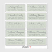 Calligraphy Green Wedding Guest Address Labels (Blatt)