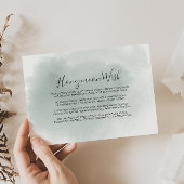 Calligraphy Green White Honeymoon Wish Begleitkarte