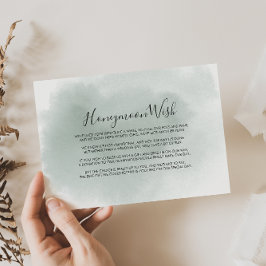 Calligraphy Green White Honeymoon Wish Begleitkarte