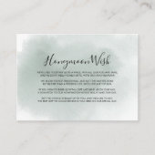 Calligraphy Green White Honeymoon Wish Begleitkarte (Vorderseite)