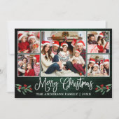 Calligraphy Green Wood Holly 5 Foto Weihnachten (Vorderseite)