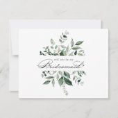Calligraphy Greenery Bridesmaid Vorschlag Note Car Mitteilungskarte (Vorderseite)