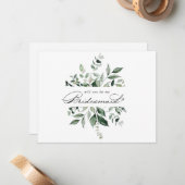 Calligraphy Greenery Bridesmaid Vorschlag Note Car Mitteilungskarte (Vorderseite/Rückseite Beispiel)