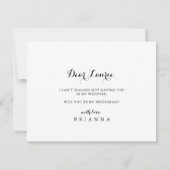 Calligraphy Greenery Bridesmaid Vorschlag Note Car Mitteilungskarte (Rückseite)