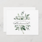 Calligraphy Greenery Bridesmaid Vorschlag Note Car Mitteilungskarte (Vorne/Hinten)