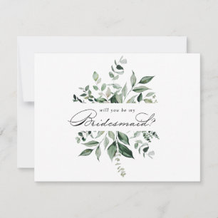 Calligraphy Greenery Bridesmaid Vorschlag Note Car Mitteilungskarte