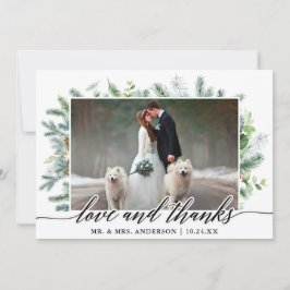 Calligraphy Greenery Pine Liebe Dank Hochzeit Dankeskarte