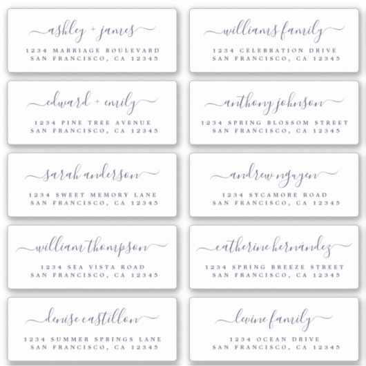 Calligraphy Guest Address Labels: BESTELLUNG 8" od Aufkleber (Vorderseite)