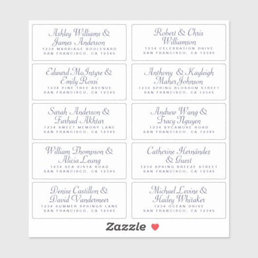 Calligraphy Guest Address Labels ORDER 6" oder 8"! (Blatt)
