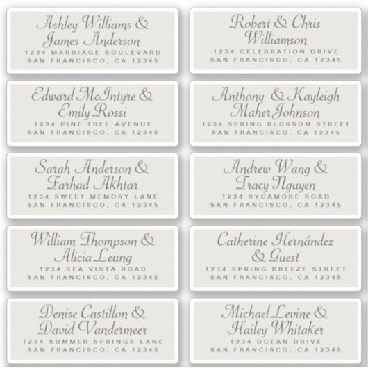 Calligraphy Guest Address Labels ORDER 6" oder 8"! (Vorderseite)
