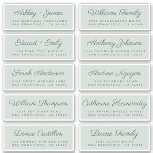 Calligraphy Guest Address Labels ORDER 6" oder 8"! (Vorderseite)
