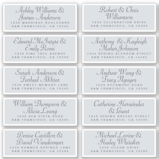 Calligraphy Guest Address Labels ORDER 6" oder 8"! (Vorderseite)
