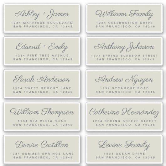 Calligraphy Guest Address Labels ORDER 6" oder 8"! (Vorderseite)