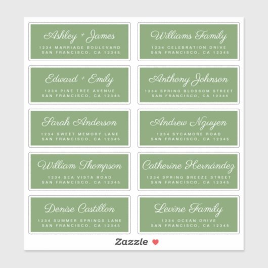 Calligraphy Guest Address Labels ORDER 6" oder 8"! (Blatt)