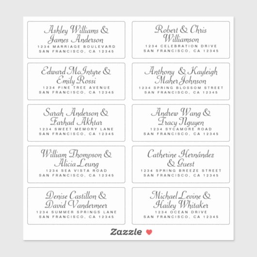 Calligraphy Guest Address Labels ORDER 6" oder 8"! (Blatt)