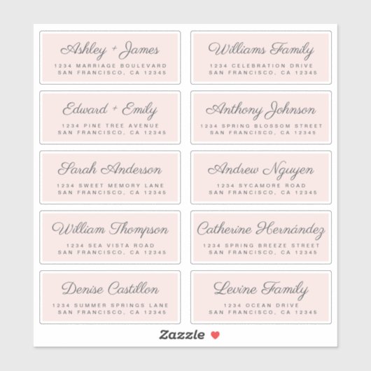 Calligraphy Guest Address Labels ORDER 6" oder 8"! (Blatt)
