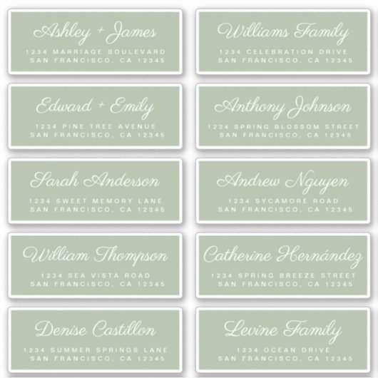 Calligraphy Guest Address Labels ORDER 6" oder 8"! (Vorderseite)