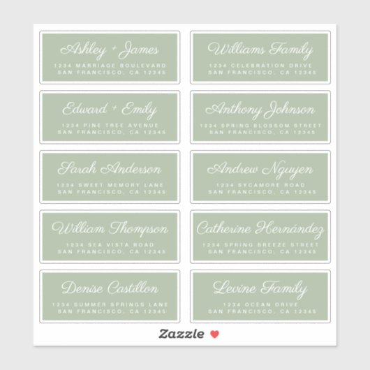 Calligraphy Guest Address Labels ORDER 6" oder 8"! (Blatt)