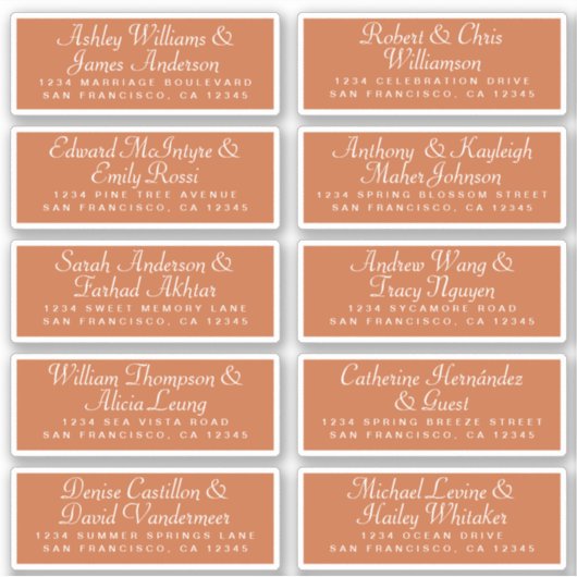 Calligraphy Guest Address Labels ORDER 6" oder 8"! (Vorderseite)