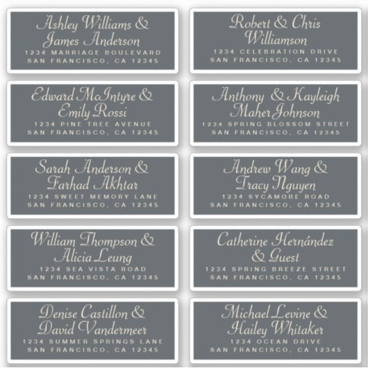 Calligraphy Guest Address Labels ORDER 6" oder 8"! (Vorderseite)