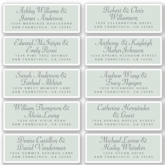 Calligraphy Guest Address Labels ORDER 6" oder 8"! (Vorderseite)