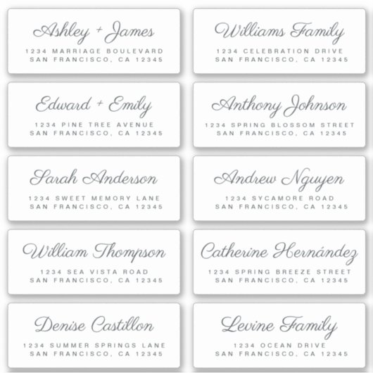 Calligraphy Guest Address Labels ORDER 6" oder 8"! (Vorderseite)