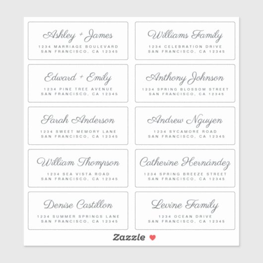Calligraphy Guest Address Labels ORDER 6" oder 8"! (Blatt)