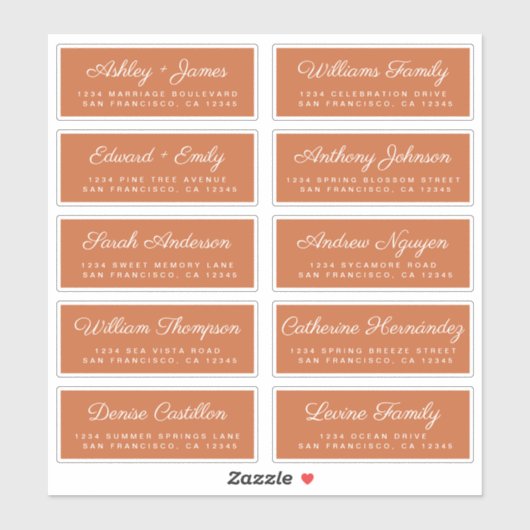 Calligraphy Guest Address Labels ORDER 6" oder 8"! (Blatt)
