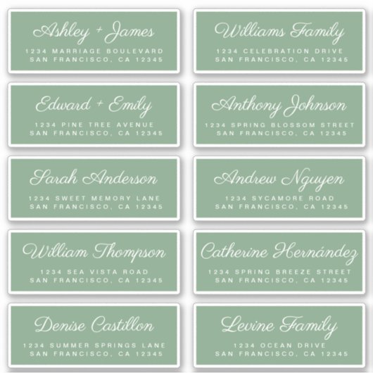 Calligraphy Guest Address Labels ORDER 6" oder 8"! (Vorderseite)
