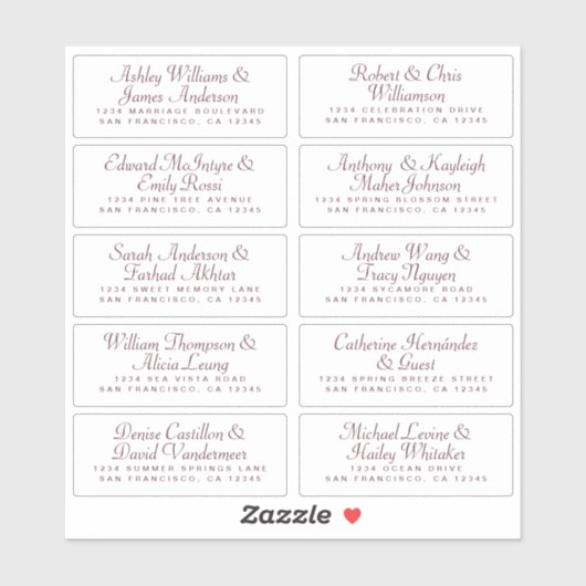 Calligraphy Guest Address Labels ORDER 6" oder 8"! (Blatt)