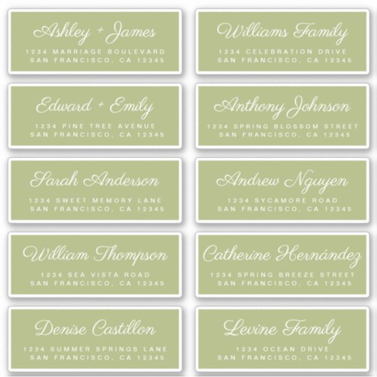 Calligraphy Guest Address Labels ORDER 6" oder 8"! (Vorderseite)