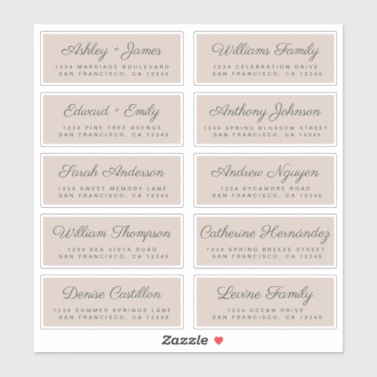 Calligraphy Guest Address Labels ORDER 6" oder 8"! (Blatt)