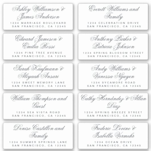 Calligraphy Guest Address Labels ORDER 6" oder 8"! (Vorderseite)