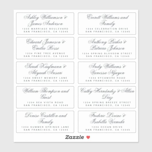 Calligraphy Guest Address Labels ORDER 6" oder 8"! (Blatt)