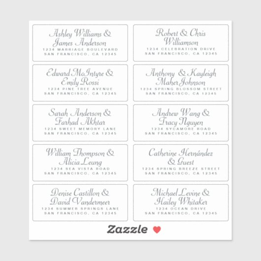 Calligraphy Guest Address Labels ORDER 6" oder 8"! (Blatt)