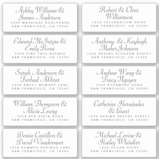 Calligraphy Guest Address Labels ORDER 6" oder 8"! (Vorderseite)