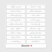 Calligraphy Guest Names Labels 18x, ORDER M oder L (Blatt)