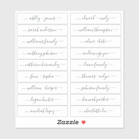Calligraphy Guest Names Labels 18x, ORDER M oder L (Blatt)