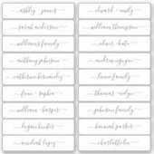 Calligraphy Guest Names Labels 18x, ORDER M oder L (Vorderseite)