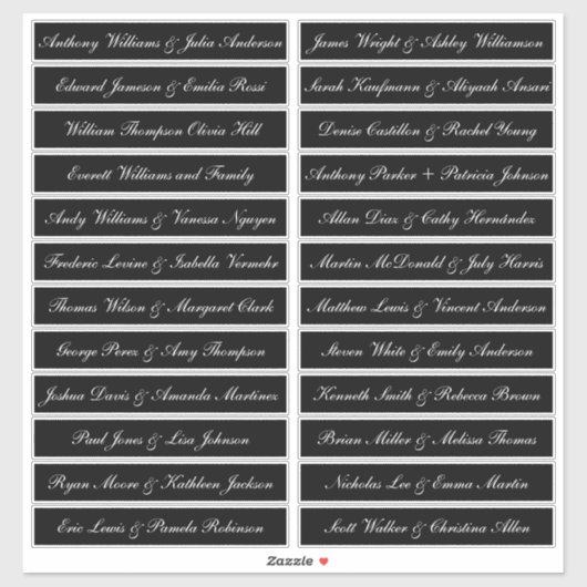 Calligraphy Guest Names Labels Black (Blatt)