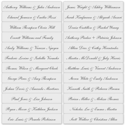 Calligraphy Guest Names Labels Transparent (Vorderseite)