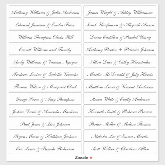 Calligraphy Guest Names Labels Transparent (Blatt)