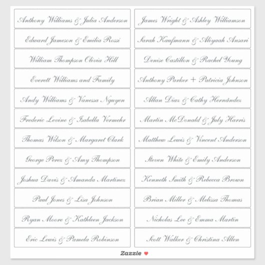 Calligraphy Guest Names Labels Transparent (Blatt)