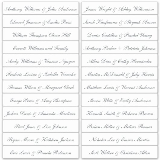 Calligraphy Guest Names Labels Transparent (Vorderseite)