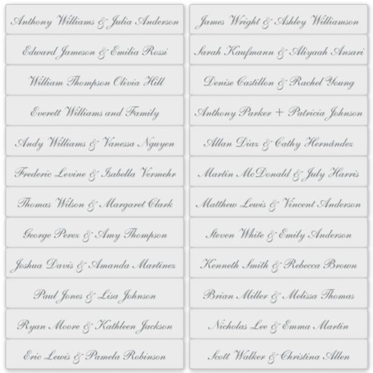 Calligraphy Guest Names Labels Transparent (Vorderseite)
