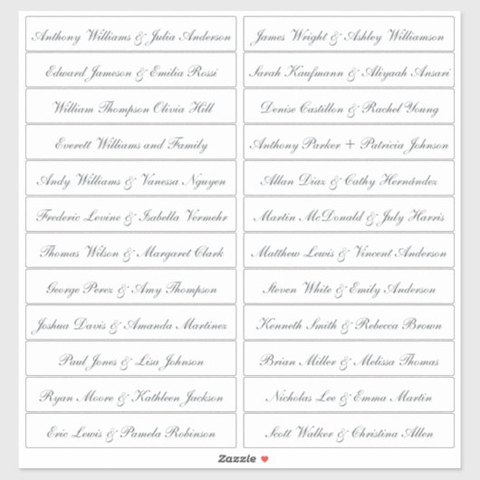 Calligraphy Guest Names Labels Transparent (Blatt)