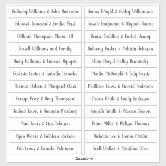 Calligraphy Guest Names Labels White (Blatt)