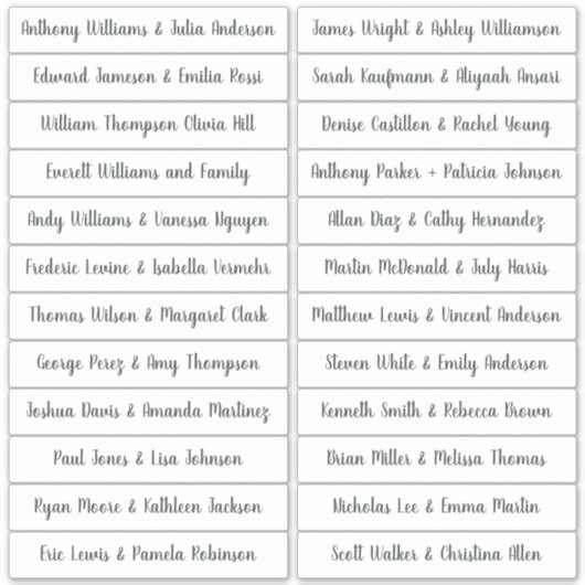 Calligraphy Guest Names Labels White (Vorderseite)
