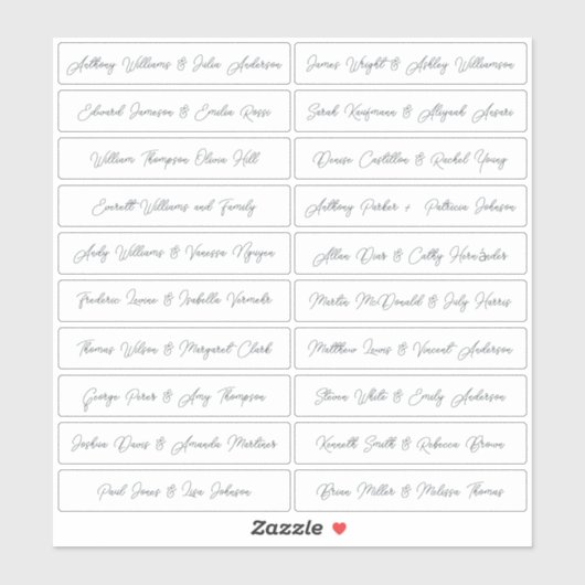Calligraphy Guest Names Labels White (Blatt)
