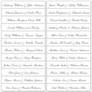 Calligraphy Guest Names Labels White